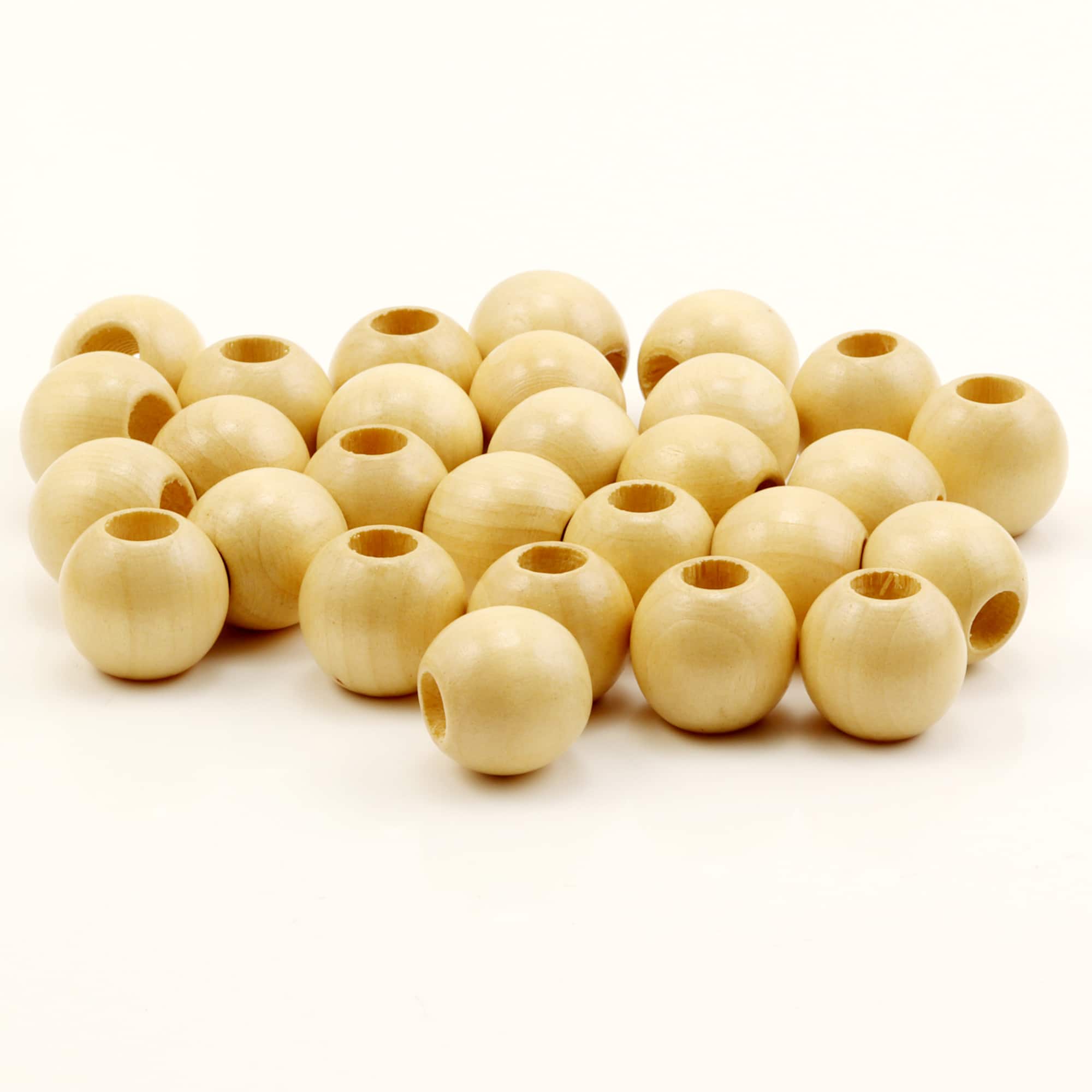 Natural Wood Round Beads by Loops & Threads
